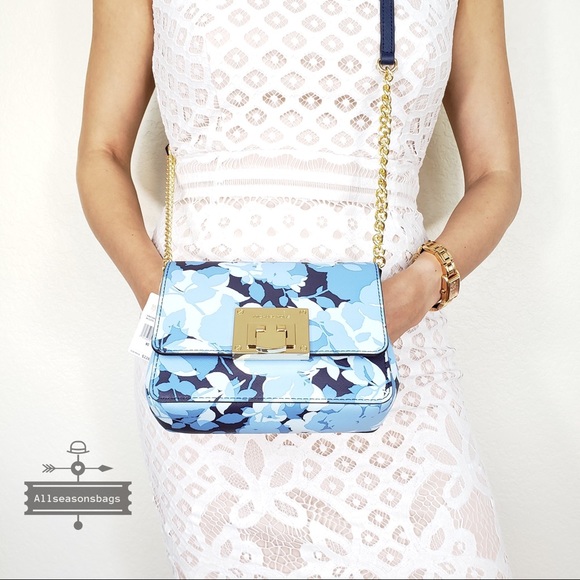 NWT Michael Kors Tina Small clutch navy floral bag - Picture 2 of 8